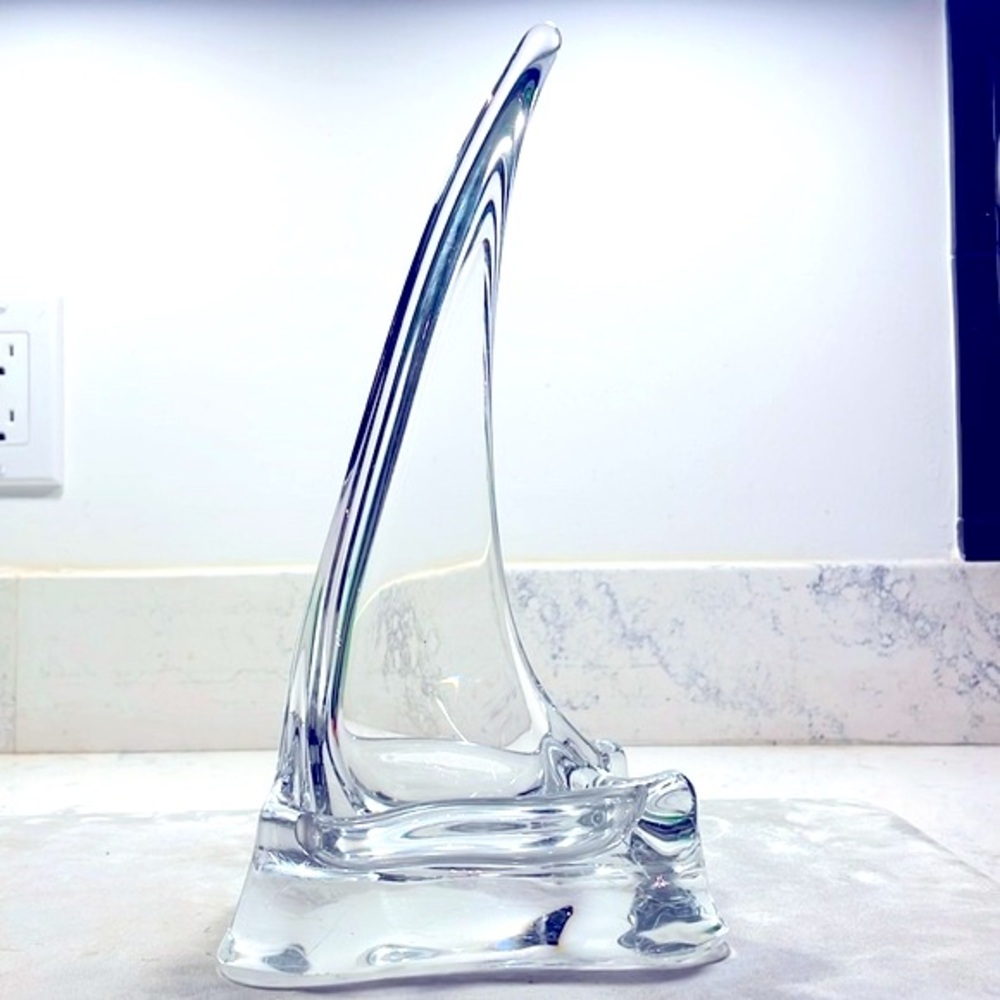 Baccarat Studio Art Abstract Shark Fin Crystal Glass Sculpture Large 11” EUC